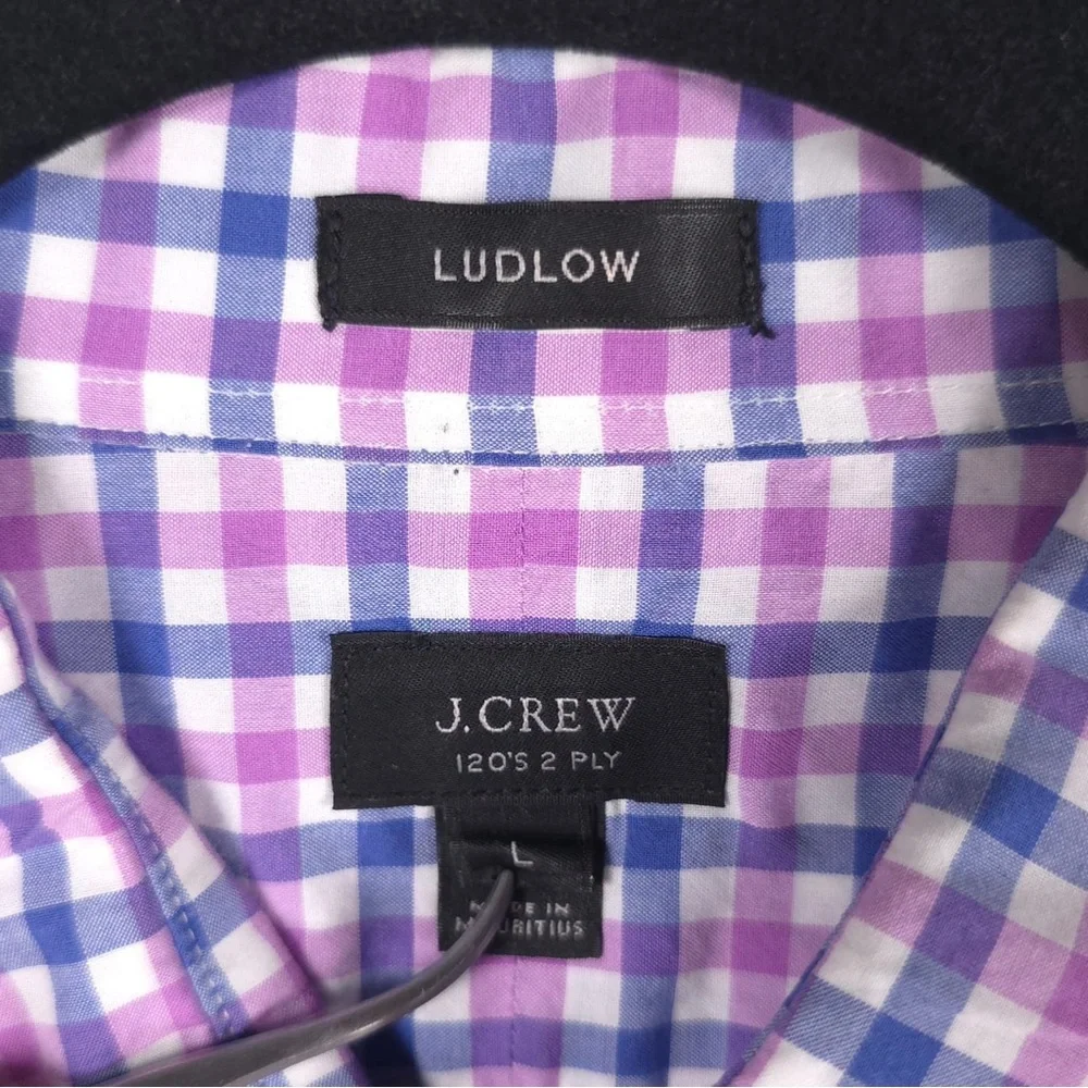 J.CREW 120’s 2 PLY LUDLOW Plaid Multi Long Sleeve Button Up Shirt Cotton LARGE‎